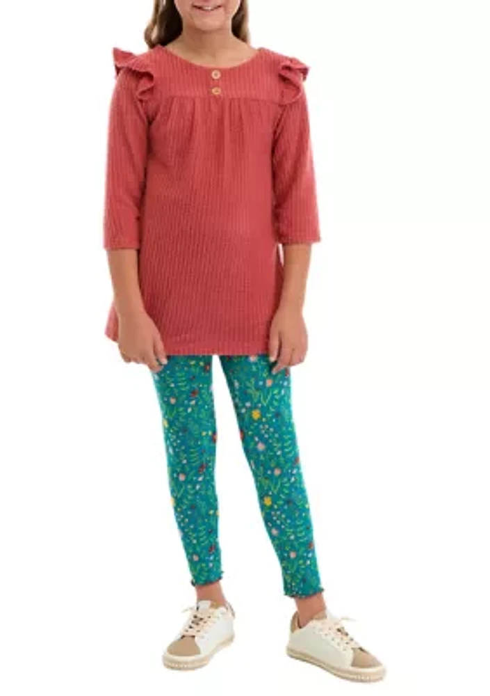 Girls 7-16 Thermal Knit Top and Brushed Legging Set