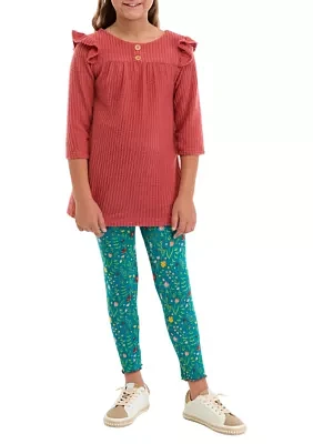 Girls 7-16 Thermal Knit Top and Brushed Legging Set