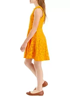 Girls 7-16 Lace Skater Dress with Crochet Details