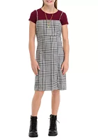 Girls 7-16 Menswear Plaid Jumper with T-Shirt