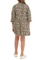 Girls 7-16 Animal Printed Kimono and Woven Dress Set