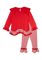 Girls 4-6x Reindeer Appliqué Top and Leggings Set