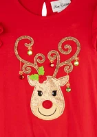 Girls 4-6x Reindeer Appliqué Top and Leggings Set