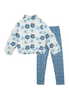 Girls 4-6x Floral Printed Sherpa Jacket and Leggings Set