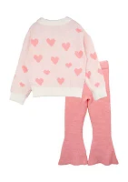 Girls 4-6x Heart Sweater with Matching Flare Pants