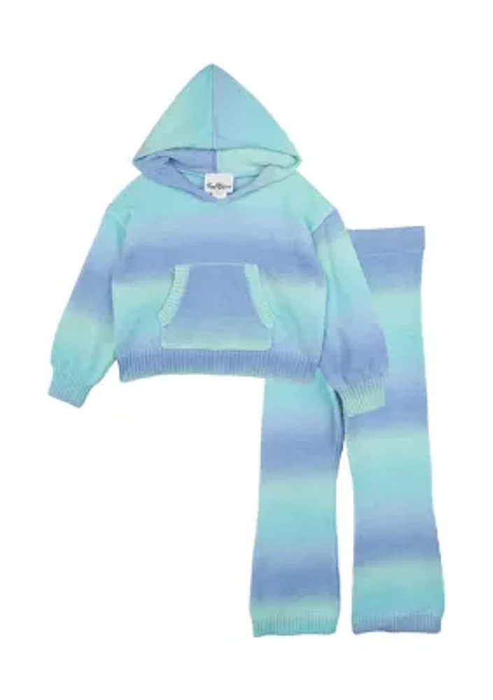 Girls 4-6x Ombré Knit Hoodie and Pants Set