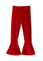 Girls 4-6x Rib Knit Merry and Bright Top with Velvet Pants Scrunchie