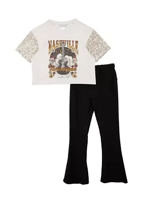 Girls 7-16 Nashville Graphic T-Shirt and Flare Pants