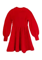 Girls 7-16 Sweater Dress with Pearl Bow Appliqué