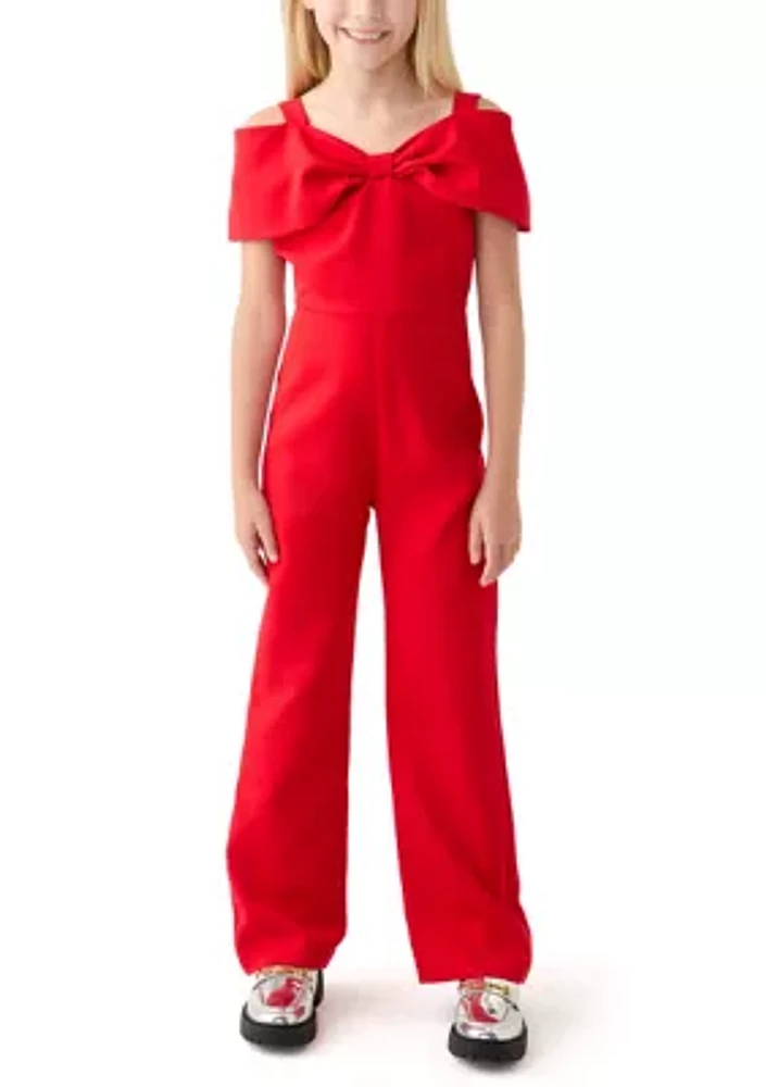 Girls 7-16 Laguna Scuba Jumpsuit with Bow Bodice