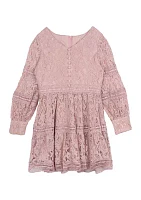 Girls 7-16 Lace Dress with Trim Inserts