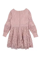 Girls 7-16 Lace Dress with Trim Inserts