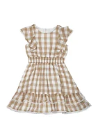 Girls 4-6x Gingham Ruffle Sleeve Dress