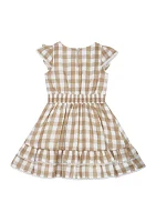 Girls 4-6x Gingham Ruffle Sleeve Dress