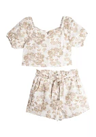 Girls 7-16 Printed Woven Top and Shorts Set