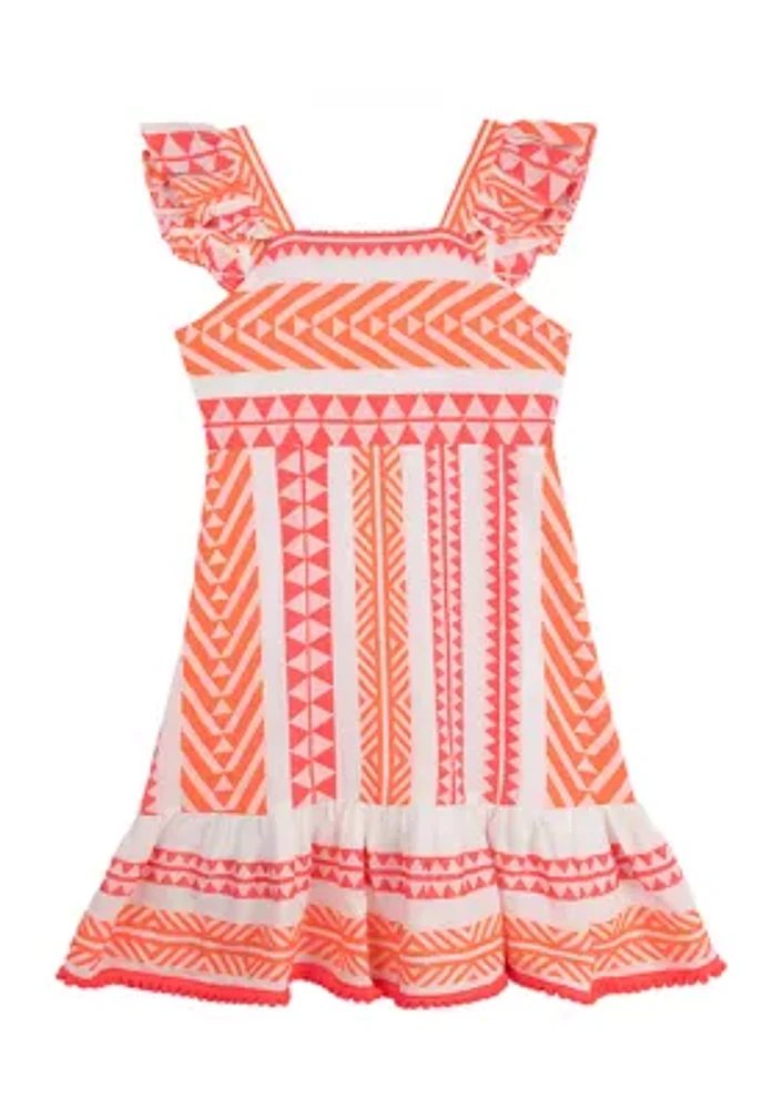 Girls 71-6 Printed Jacquard Mini Dress