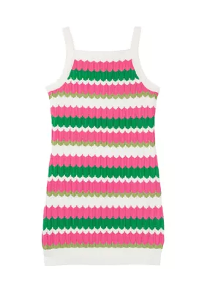 Girls 7-16 Striped Crochet Mini Dress