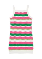 Girls 7-16 Striped Crochet Mini Dress