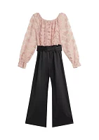 Girls 7-16 Lace Bodice and Paperbag Pants Jumpsuit