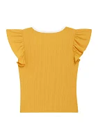 Girls 7-16 Ringer Flounce Sleeve Top