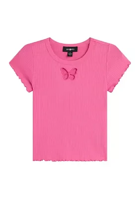 Girls 7-16 Butterfly Cutout Ribbed Knit T-Shirt