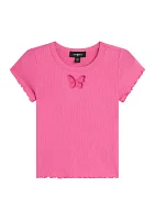 Girls 7-16 Butterfly Cutout Ribbed Knit T-Shirt