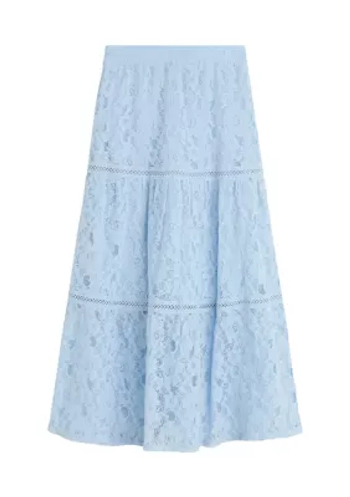 Girls 7-16 Solid Lace Maxi Skirt