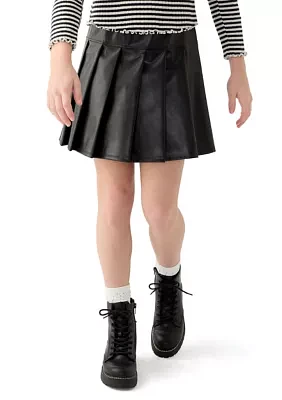 Girls 7-16 Pleather Pleated Mini Skirt