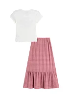 Girls 7-16 Graphic Top and Peasant Skirt Set