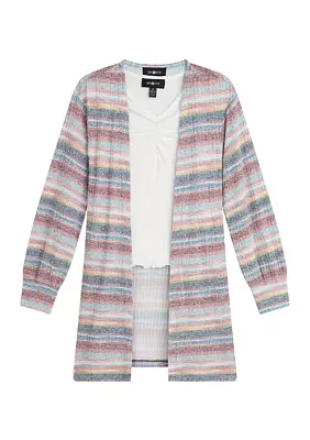 Girls 7-16 Striped Duster Cardigan Set