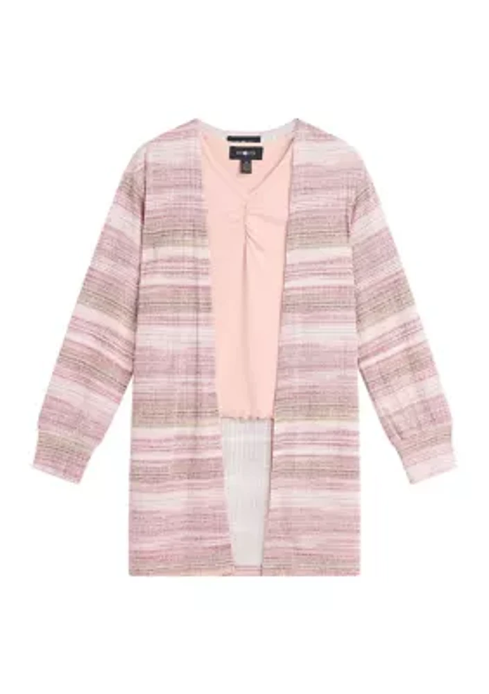 Girls 7-16 Striped Duster Cardigan Set