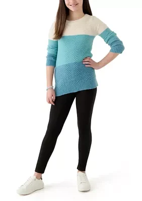 Girls 7-16 Color Blocked Sweater and Leggings Set