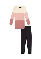 Girls 7-16 Color Blocked Sweater and Leggings Set