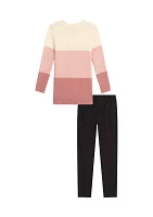 Girls 7-16 Color Blocked Sweater and Leggings Set