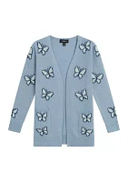 Girls 7-16 Butterflies Printed Cardigan