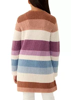 Girls 7-16 Color Block Striped Duster Cardigan