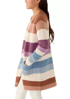 Girls 7-16 Color Block Striped Duster Cardigan