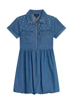 Girls 7-16 Denim Bubble Dress