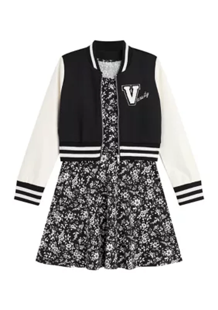 Girls 7-16 Varsity Jacket Dress Set