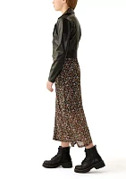 Girls 7-16 Printed Midi Dress with Leather Jacket