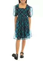 Girls 7-16 Organza Plaid Dress