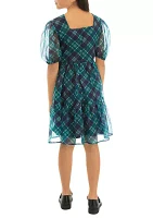 Girls 7-16 Organza Plaid Dress