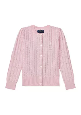 Cable-Knit Cotton Cardigan Girls 4-6x