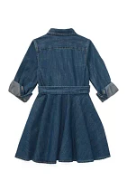 Belted Cotton Denim Shirtdress