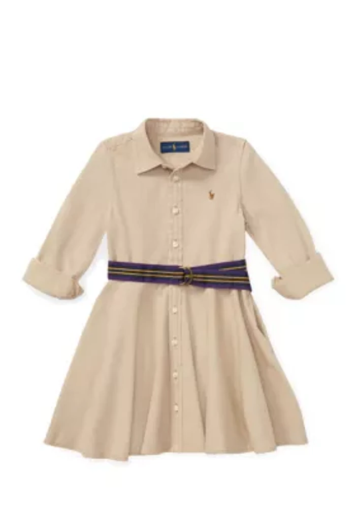 Girls 2-6x Belted Cotton Chino Shirtdress