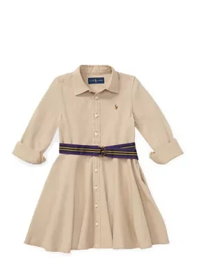 Girls 2-6x Belted Cotton Chino Shirtdress