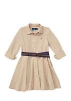 Girls 2-6x Belted Cotton Chino Shirtdress