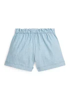 Girls 2-6x Cotton Chambray Camp Shorts