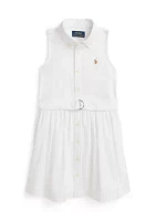 Girls 2-6x Belted Cotton Oxford Shirtdress