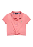 Girls 2-6x Twist Front Stretch Mesh Polo Shirt